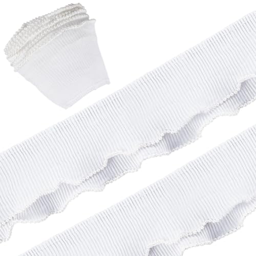 GORGECRAFT 5m 90mm Weißer Perlenbesatz Organza-Spitzenband Rüschen Chiffon Plissierter Rand Satin Geraffte Kanten Tüllstoff Für Stoff Hochzeitskleid Applikation Verzierung DIY Nähen Basteln von GORGECRAFT