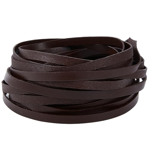 GORGECRAFT 5m Echtes Lederband 5mm Breit Flaches Lederband Lederband Streifen Natürliches Rindsleder Flechtfäden Seil Für Armbänder Halskette Schmuckherstellung Stiefelspitze DIY-Handwerk Kaffee von GORGECRAFT