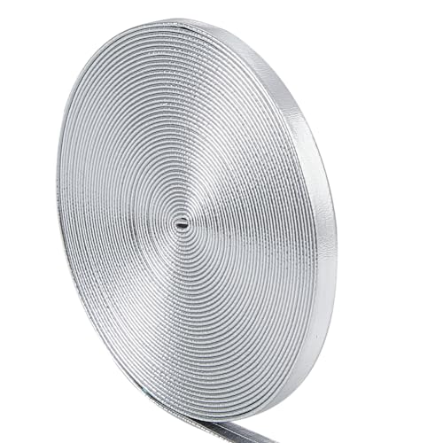 GORGECRAFT 5m Flache Metallic-Silber-Lederbänder 5mm Glänzendes Lederband Glänzendes PU-Leder Spitzenstreifen Perlenschnur Bastelband Doppelseitiges Kunstzubehör Für Die Herstellung von Bastelkissen von GORGECRAFT