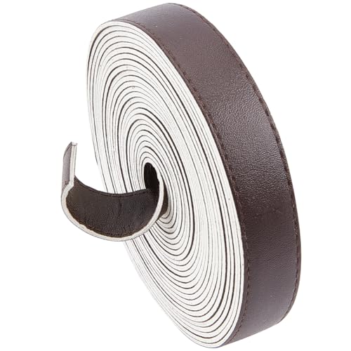 GORGECRAFT 5m Lange Doppelseitige Lederstreifen 20mm Breites Kunstlederband 2mm Dickes Flaches Lederband Handgenähter Rand PU-Fäden Schnüre Für DIY-Handwerk Griff Gürtelherstellung Kokosnuss Braun von GORGECRAFT