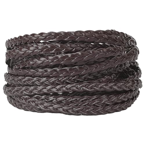 GORGECRAFT 5m X 5mm Geflochtenes Lederband Flache PU-Flechtfadenschnur 2mm Dick Gefaltetes Kunstlederseil Für Armbänder Halsketten Schmuckherstellung DIY Handwerk Werkzeugwerkstatt Kokosnuss Braun von GORGECRAFT