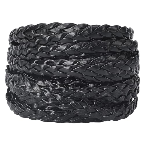 GORGECRAFT 5m X 7mm Schwarzes Lederband PU-Lederseil 2mm Dick Flach Gefaltet Kunstlederschnüre Faden Für DIY Flechten Basteln Armbänder Fußkettchen Halsketten Schmuckherstellung Geschenkverpackung von GORGECRAFT