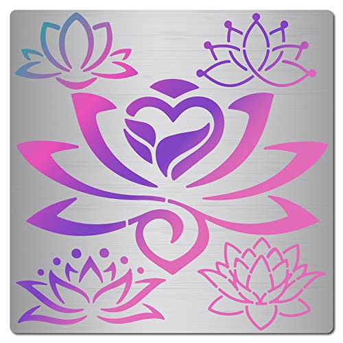 GORGECRAFT 6.3-Zoll-Lotus-Metallschablone Wiederverwendbare Blumen-Yoga-Vorlagen Edelstahl-Blumenmal-Journal-Werkzeug Zum Malen Auf Holzwänden Holzverbrennung Brandmalerei Und Gravur Scrapbooking von GORGECRAFT