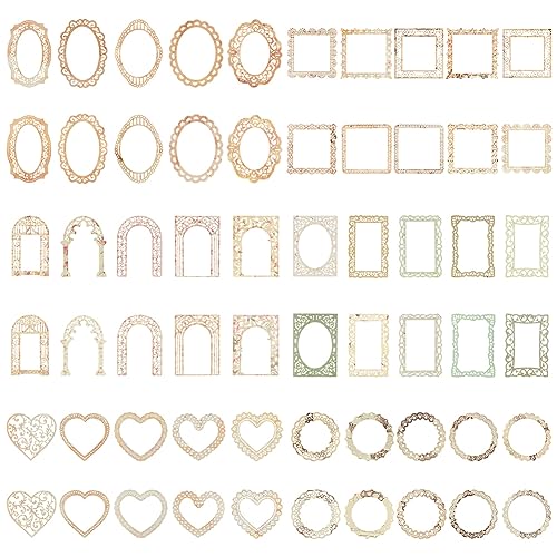 GORGECRAFT 60Stk 6 Themen Ausschnitt Spitze Scrapbook Papier Rahmen Dekopapier Aushöhlung Vintage Scrapbooking Papier Für Junk Journaling Kartenherstellung DIY Handwerk Planer Album Verzierungen von GORGECRAFT