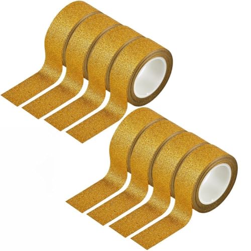 GORGECRAFT 8 Rolle X 10 m DIY Glitzer Tape Set 15mm Breit Funkelndes Dekoratives Klebeband Goldenes Abdeckband Set Scrapbook Zubehör Tape Für Tagebuch Handbuch Fotoalbum Basteln Und Geschenke von GORGECRAFT