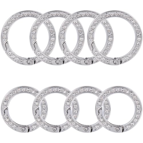 GORGECRAFT 8 Stück 2 Größen Strass O Ring Platin Runde Federclips Karabiner Bling Tor Ringe Großpackung Karabinerhaken Schnappclip Schnalle Für DIY Schmuck Schlüsselanhänger Handtasche Geldbörse Tasch von GORGECRAFT