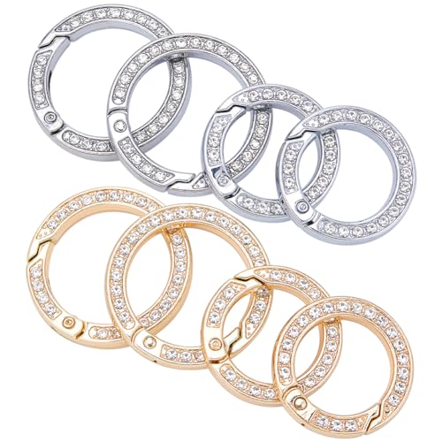 GORGECRAFT 8Stk 4 Stile 2 Größen Strass-O-Ring Runder Karabiner Schnappverschluss Schnalle Platin- Und Hellgold-Bling-Gate-Ringe Für DIY-Schmuck Schlüsselbundherstellung Handtasche Geldbörse Taschen von GORGECRAFT