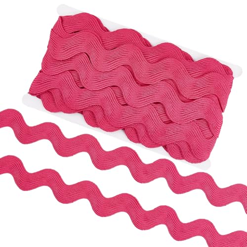 GORGECRAFT 9.1 m 4cm Jumbo RIC Rac Spitzenbesatz Rick Rack Wave Bending Fransenbesatz Band Groß Nähen Geflochtener Webstoff Zum Basteln Weihnachtsgeschenkverpackung Hochzeitstuch Party (Dunkelrosa) von GORGECRAFT