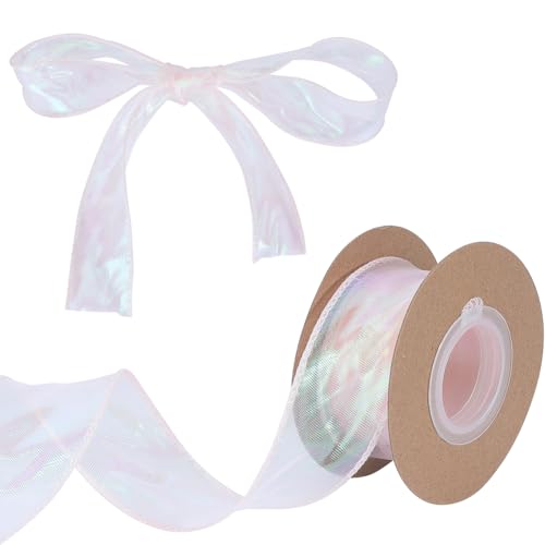 GORGECRAFT 9m Durchsichtiges Organzaband Aus Nylon 4cm Breit Transparent Schimmernd Chiffon Dekoratives Randband Für Geschenkverpackungen Schleifen Hochzeitseinladungen Blumenstrauß Dekor Misty Rose von GORGECRAFT