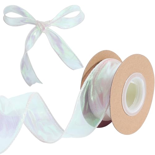 GORGECRAFT 9m Transparentes Organzaband 4cm Breit Schimmerndes Chiffonband Mit Dekorativem Rand Champagnergelb Für Geschenkverpackungen Körbe Schleifen Hochzeitseinladungen Blumensträuße Heimwerk von GORGECRAFT