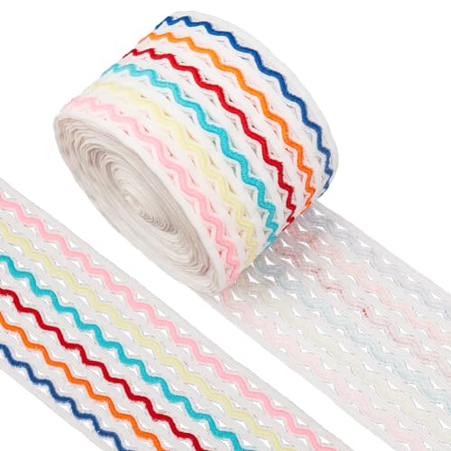 GORGECRAFT Elastische Kordel In Regenbogenwellenform 5 m 6cm Breit Bunt Gestreift Elastisches Band Zackenlitzen Bund Flaches Dehnbares Gurtband Näh Und Strickband Besatzband Für Heimwerkerarbeiten von GORGECRAFT