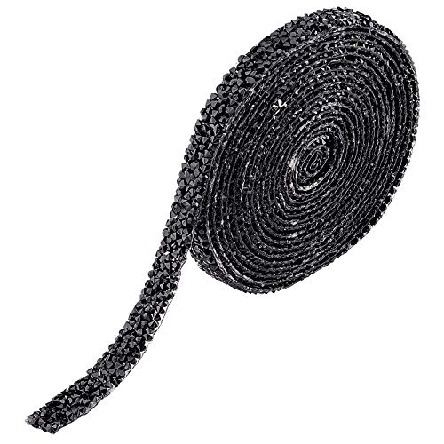 GORGECRAFT Kristall Strassband, 2.7m 1 cm Strassband Trim Crystal Sparkling Strassband Resin Hotfix Belt, Schwarz von GORGECRAFT