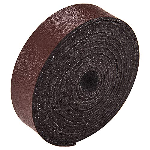 GORGECRAFT Lederband 1,5 cm breit 200 cm lang 2mm dicken Mikrofaser-Kunstleder flach geflochten Lederband für Handwerk Werkzeug Werkstatt handgefertigt Kaffee von GORGECRAFT