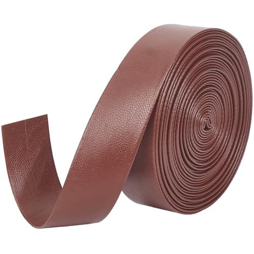 GORGECRAFT Lederband zum Aufklappen, 5 m x 25 mm x 1 mm, PU-Lederband, Lammfell-Textur, flache Lederschnur, PU-Kunstlederstreifen, Zierband für Heimwerker, Nähen, Handwerk, Werkstatt, Sienna von GORGECRAFT