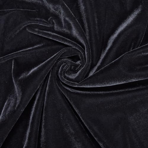 GORGECRAFT Samtstoff 2 Meter Lang 1.5m Breit Weicher Dehnbarer Schwarzer Spandex-Samtstoff Kleidungszubehör Zum Nähen von Bekleidung Hochzeitskleidern Taschen Sofa- Und Stuhlbezügen Stoffhandwerk von GORGECRAFT