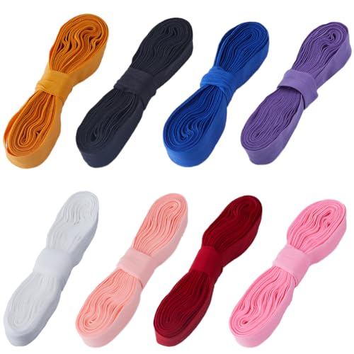 GORGECRAFT Satin-Gummiband 40m 8 Farben 2cm Breit Flaches Stretchband Besatz Umklappbares Spandex-Band Für Haargummi Stirnband Kleid Schulterbänder BH-Träger Unterwäsche Dessous DIY Nähen Basteln von GORGECRAFT