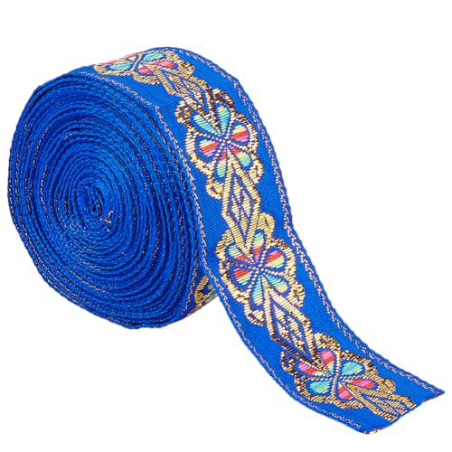 GORGECRAFT Spitzenband Mit Ethnischer Stickerei 7m 45mm Vintage-Stil Geometrischer Jacquard Metallisches Weißes Band Floraler Webbesatz Verzierung DIY-Nähzubehör Geschenkverpackung Taschenherstellung von GORGECRAFT