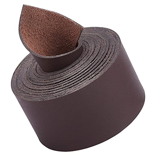 GORGECRAFT Vollnarbenlederriemen 1.5 Zoll Breit 78 Zoll Lang Einseitiger PU-Lederstreifen Für Heimwerkerhandwerksprojekte Kleidung Schmuckverpackung Herstellung(Kaffeefarbe, 1.5 Zoll Breit) von GORGECRAFT