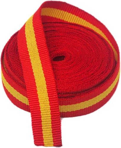 Band mit spanischer Flagge, 5 m x 1.5cm breit, Material zum Basteln, Dreifarbig Rot Gelb Rot von GOS Best Supplies