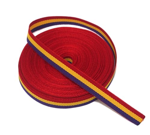 Band mit spanischer Republikanischer Flagge, 10 m x 1 cm breit, dreifarbig, horizontal, rot, gelb und violett, für Bastelarbeiten, zum Sticken oder Nähen von Armbändern, Schleifen, Dekoration von GOS Best Supplies