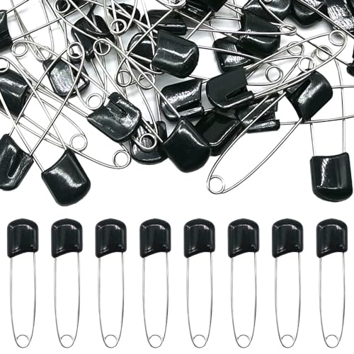 GOSHUNG 100 Stück Baby Sicherheitsnadeln Kind Sicherheitsnadel Kunststoff Stoff Stoff Windel Stifte Craft Nähen Sicherheitsnadeln für Windeln Baby Kleidung(D/ERBZ/Black) von GOSHUNG