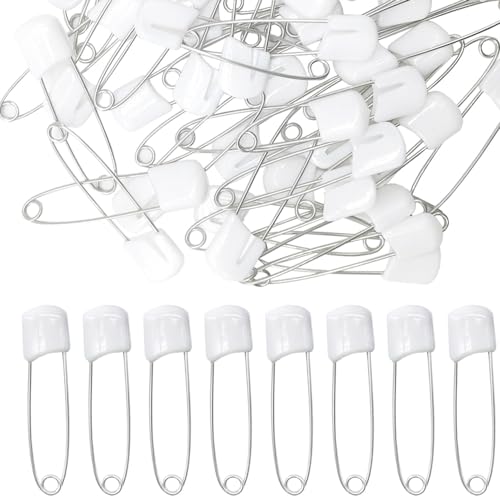 GOSHUNG 100 Stück Baby Sicherheitsnadeln Kind Sicherheitsnadel Kunststoff Stoff Stoff Windel Stifte Craft Nähen Sicherheitsnadeln für Windeln Baby Kleidung(D/ERBZ/White) von GOSHUNG