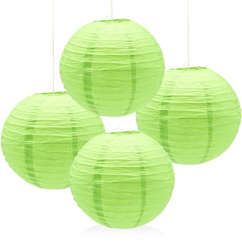 GOSHUNG 4 Stück Papier Laterne 12"/30cm Papierlampions Hängende Runde Papierlaternen Laterne lampenschirm für Hochzeiten Partys und Veranstaltungen（DZD/Green） von GOSHUNG