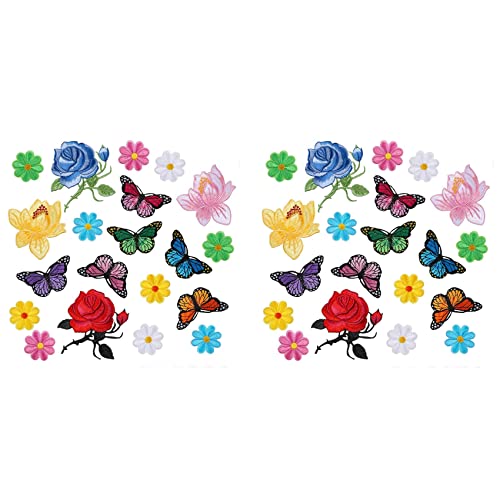 GOSIA 40 Stück Blumen auf Patches zum Aufnähen auf Stickerei Applikation Patches für Kunst und Handwerk DIY Dekorationen, Jeans, Jacken von GOSIA