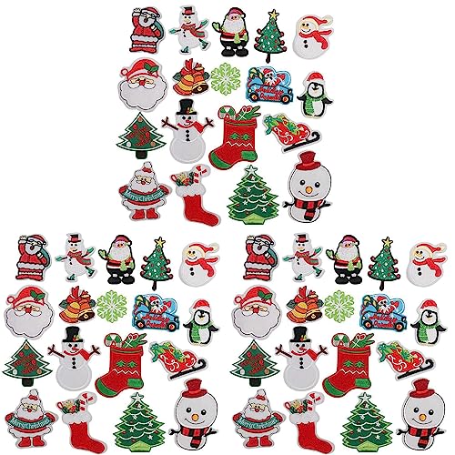 GOSIA Aufnäher für Weihnachten, zum Aufnähen auf 54 Stück, Weihnachtsbaum, Weihnachtsmann, Applikation für DIY-Dekorationen von GOSIA