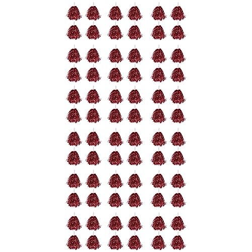 GOSIA Pom-Pompons, 72 Stück, Pompons aus Metallfolie, mit Griff aus Kunststoff, für Erwachsene, Kinder, Pom-Pom Girls, Rot von GOSIA