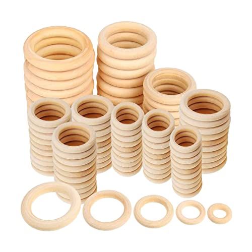 GOSIA Set mit 120 Ringen aus Naturholz, Makramee-Holz, Kreise aus Holz zum Basteln, Schmuckherstellung von GOSIA