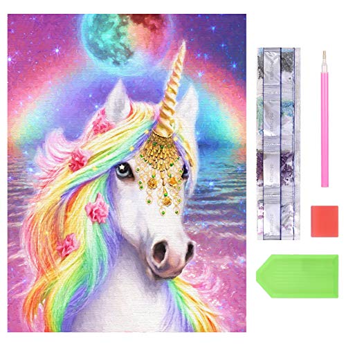 GOTH Perhk 5D Einhorn Diamant Malerei Kit, 30x40cm Full Drill Kristall Strass DIY Diamond Painting mit Diamond Painting Zubehör für Wand Dekoration und Geschenk(Stil 02) von GOTH Perhk