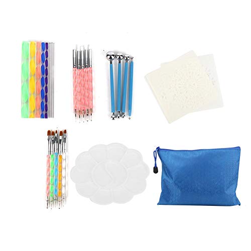 GOTOTOP 32 PCS Malstift-Set,Mandala Dotting Stencil Tools Kit mit Farbtablett-Schablonen-Kugelbürsten DIY-Kunstzeichnung zum Malen von Steinen, Färben, Zeichnen(32pcs) von GOTOTOP