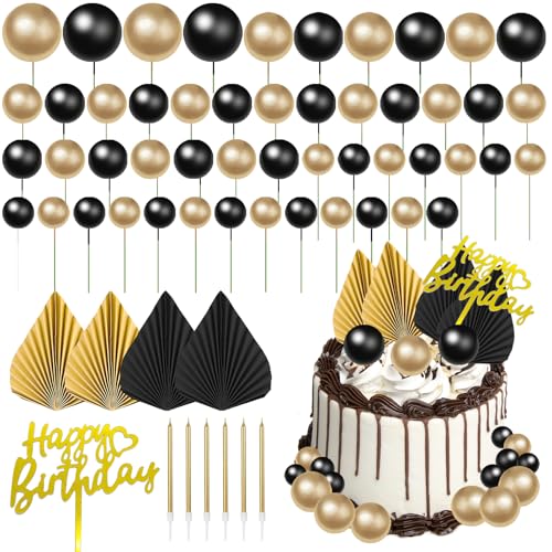 GOTRUST 61PCS Kugel Cake Topper, Schwarz Gold Tortendeko, Ballon Torten Deko, Cupcake Dekoration Kugeln, Ball Cake Topper für Geburtstag, Hochzeit Valentinstag Babyparty Mädchen Jungen GOTRUST 61PCS Kugel Cake Topper, Schwarz Gold Tortendeko, Ballon Torten Deko, Cupcake Dekoration Kugeln, Ball Cake Topper für Geburtstag, Hochzeit Valentinstag Babyparty Mädchen Jungen von GOTRUST