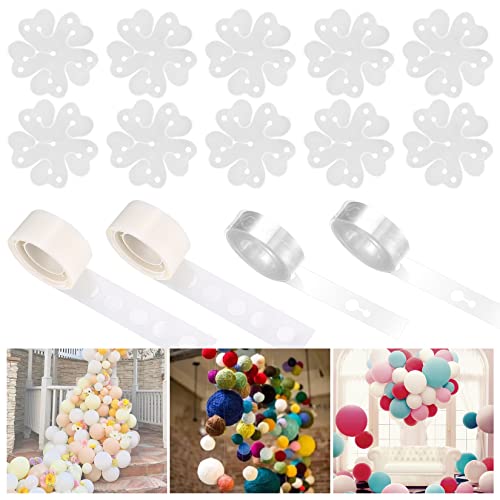 GOTRUST Luftballon Girlande Streifen Kit, 200pcs Balloon Kleber Punkt, 16.4ft Ballon Band Streifen mit 10 Ballon Blume Clips für Geburtstag Party Deko, Hochzeitsfeier von GOTRUST