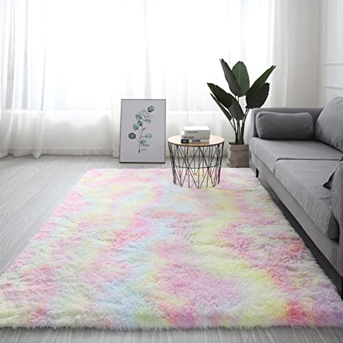 GOUER Langflor Teppich 100x180cm Luxus Stabil Fusselfrei Bodenteppichmatte für Wohnzimmer, Esszimmer, Kinderzimmer, Schlafzimmer, Wohnkultur, Mehrfarbig von GOUER