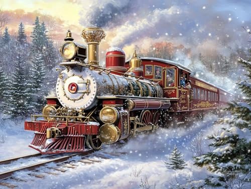 5D Diamond Painting Zug, Winter Diamond Painting Erwachsene Kinder, DIY Crystal Art Bilder Basteln Erwachsene Anfänger Set für Heim Schlafzimmer Wand Deko Wohnzimmer, Geschenke Frau 40x55cm 96-08F 5D Diamond Painting Zug, Winter Diamond Painting Erwachsene Kinder, DIY Crystal Art Bilder Basteln Erwachsene Anfänger Set für Heim Schlafzimmer Wand Deko Wohnzimmer, Geschenke Frau 40x55cm 96-08F von GOUFEENG