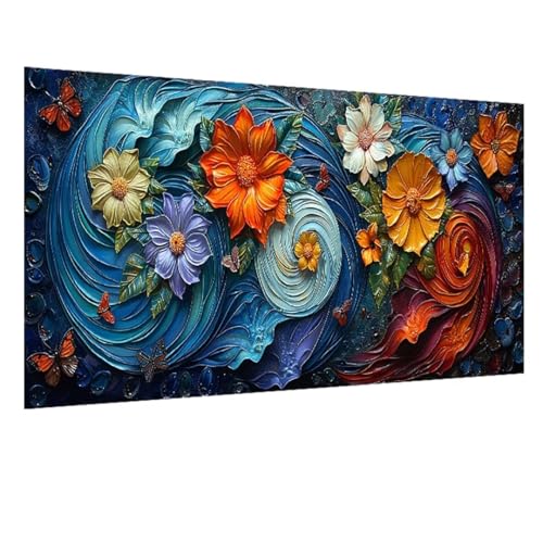 DIY 5D Diamond Painting Abstrakt, Diamant Painting Bilder Blume, Diamond Painting Erwachsene Viereckige Steine Crystal Art Paintings für Zimmer Deko Wand Aesthetic, Frauen Geschenk 100x235cm W-1590 von GOUFEENG