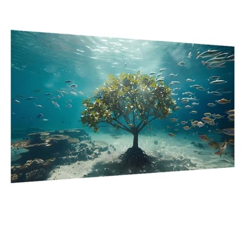 DIY 5D Diamond Painting Baum, Diamant Painting Bilder Fisch, Diamond Painting Erwachsene Viereckige Steine Crystal Art Paintings für Zimmer Deko Wand Aesthetic, Frauen für Geschenk 100x235cm W-1550 von GOUFEENG