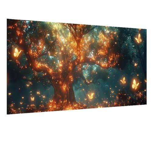 DIY 5D Diamond Painting Baum Des Lebens, Diamant Painting Bilder Schmetterling, Diamond Painting Erwachsene Viereckige Steine Crystal Art Paintings für Deko Wand Aesthetic, Geschenk 30x70cm W-1562 von GOUFEENG