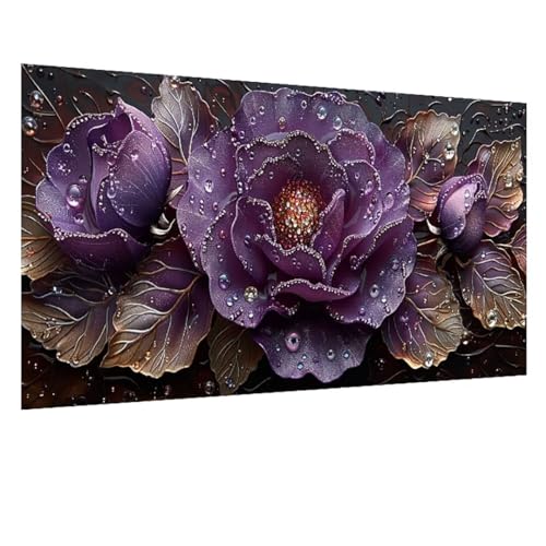 DIY 5D Diamond Painting Blume, Diamant Painting Bilder Pfingstrose, Diamond Painting Erwachsene Viereckige Steine Crystal Art Paintings Zimmer Deko Wand Aesthetic, Frauen Geschenk 100x235cm W-6890 von GOUFEENG