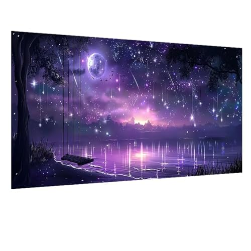 DIY 5D Diamond Painting See, Diamant Painting Bilder Swing, Diamond Painting Erwachsene Viereckige Steine Crystal Art Paintings für Zimmer Deko Wand Aesthetic, Frauen für Geschenk 35x85cm W-5463 von GOUFEENG