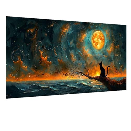 DIY 5D Diamond Painting Sonne, Diamant Painting Bilder Katze, Diamond Painting Erwachsene Viereckige Steine Crystal Art Paintings für Zimmer Deko Wand Aesthetic, Frauen für Geschenk 100x235cm W-1470 von GOUFEENG