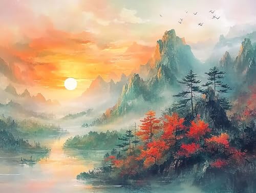 Landschaft Diamond Painting Erwachsene Groß XXL 60x80cm, 5D Diamond Painting Sonnenuntergang, DIY Runden Steine Kristall Kunst Basteln Erwachsene Anfänger Set, Wand Deko Wohnzimmer, Geschenke AB-E50 Landschaft Diamond Painting Erwachsene Groß XXL 60x80cm, 5D Diamond Painting Sonnenuntergang, DIY Runden Steine Kristall Kunst Basteln Erwachsene Anfänger Set, Wand Deko Wohnzimmer, Geschenke AB-E50 von GOUFEENG