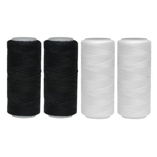 4 x Polyester-Nähgarne, 110 m, schwarz und weiß, Nähgarn, Reparaturspulen, Universal-Nähmaschinengarn, DIY-Stickgarn, Nähen für Handarbeiten, Reparaturen von GOWTX