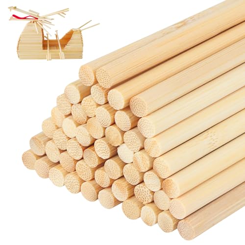 Natürliche runde Holzdübelstäbe, 30 cm x 6 mm, unlackierte Holzstäbchen, runde Holzstäbchen, Baumodell, Holzhandwerksstäbchen, Bambusstab, Kunst-Requisiten für DIY-Projekte, Dekorationen, 50 Stück Natürliche runde Holzdübelstäbe, 30 cm x 6 mm, unlackierte Holzstäbchen, runde Holzstäbchen, Baumodell, Holzhandwerksstäbchen, Bambusstab, Kunst-Requisiten für DIY-Projekte, Dekorationen, 50 Stück von GOWTX