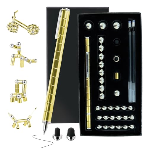 GOXAEEE Magnetic Fidget Pen, Magnet Stift für Frauen und Männer, Magnetischer Kugelschreiber Lustig Multifunktions Magnetstift, Coole Gadgets Geschenk Spielzeug für Geburtstag und Weihnachten (Gold) von GOXAEEE