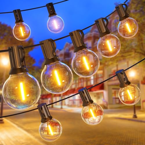 GPATIO Lichterkette Led Außen Strom Outdoor - 45M 150FT 75+2 G40 Glühbirnen Garten Beleuchtung Balkon Lichterketten Aussen IP45 Wetterfest Pavillon String Lights für Garten Terrasse Party von GPATIO