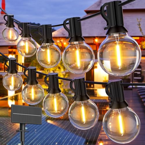 GPATIO Solar Lichterkette Außen, 15M Solar Lichterkette Glühbirnen Aussen für Außenbereich, Wasserdichte G40 LED-Terrassenbeleuchtung, 25+2 Plastik LED Birnen, Solarleuchten für Garten, Balkon von GPATIO