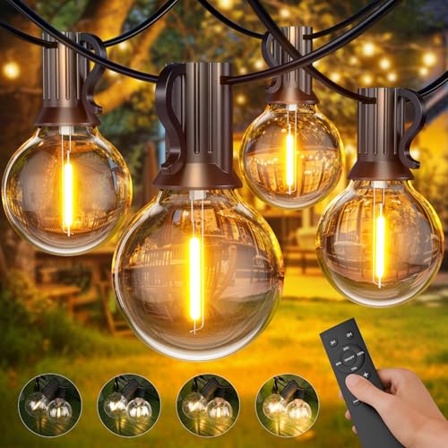 Led Lichterkette Außen Strom mit Fernbedienungen, Dimmbar 30M Outdoor Lichterketten Aussen mit 50+2 G40 Glühbirnen, Wasserdicht Garten Lichterkette für Terrasse Party Balkon von GPATIO